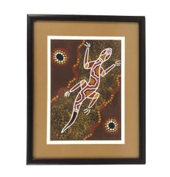 Framed Lizard Painting By Ross. A Morgan, Yorta Yorta Aboriginal Australia Tribe - #S2-F