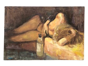 Female Nude Study Oil On Canvas Painting - #LBW-F