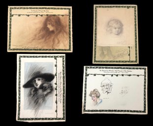 Early 20th Century Signed Pastel Portraits On Paper - #S2-2