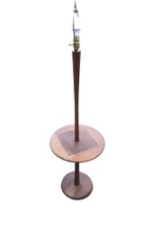 Mid-Century Wood Floor Lamp With Table, WORKS - #MR-F