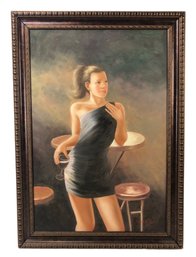 Urban Portrait Oil On Canvas Painting, Signed Wang Tao - #SW-F