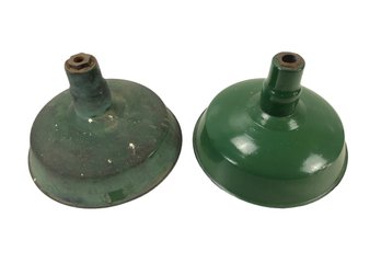 Vintage Green Enameled Industrial Pendant Light Shades - #S15-4