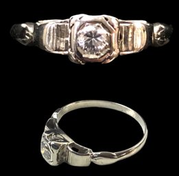 18K Gold Diamond Ring, Size 7.5, Estimated 0.10 CT - #JC