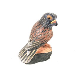 Vintage Hand Painted Carved Stone Hawk Statue - #FS-3