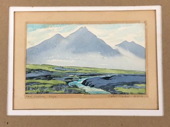 Signed Violet Martin Mountain Landscape Watercolor Painting - #S11-5