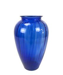 Cobalt Blue Ribbed Glass Vase - #S10-2