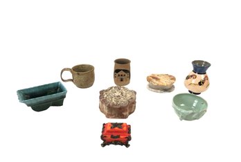 Trinket Boxes, USA Pottery Green Drip Planter, Southwestern Candle Holder, & More - #S13-4