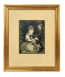 Framed Print Miss Bowles & Her Dog By Joshua Reynolds - #BW-A4