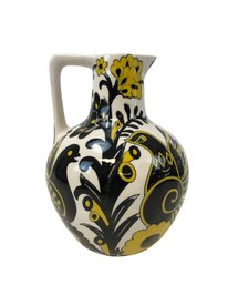 Ceramic Black, White & Yellow Bird Pitcher - #S8-2