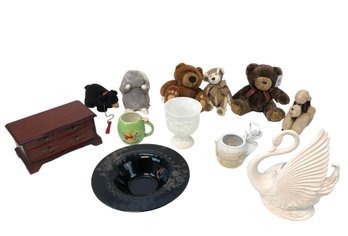 Maddux Of California Swan Lamp, Jewelry Box, Vintage Stuffed Poodle Toy & More - #S23-1