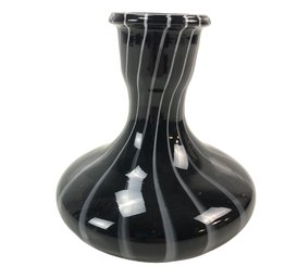 Black & White Stripe Art Glass Vase - #S3-4