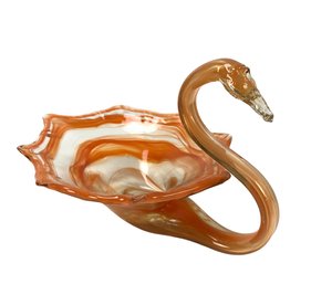 Mid-Century Blown Glass Swan Candy Dish - #S12-1