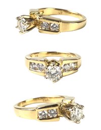 14K Yellow Gold Diamond Engagement Ring, .70/.75 CTW, Size 4 - #JC-B