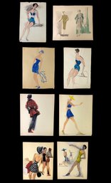 Portfolio Of 1940s Fashion Clothing Design Watercolors & Sketches - #S11-4L