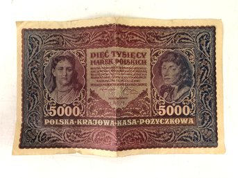 Poland 5000 Marka Bank Note Paper Currency - #FS-3