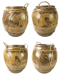 Large Burmese Martaban Golden Dragon Earthenware Jar - #BR