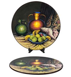 Signed Majolica Hand Painted Decorative Fruit Platter (Made In Spain) - #S13-2