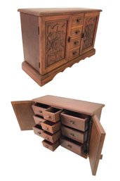 Vintage Hand Carved Wood Jewelry Box - #S13-4