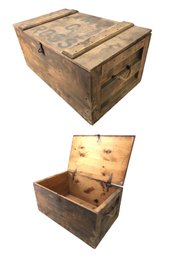Vintage Solid Pine Wood Crate / Storage Trunk By Dunning Corp., Darien, CT - #S19-4