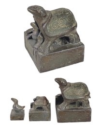 Chinese Bronze Nesting Turtle Wax Seals - #JC-R