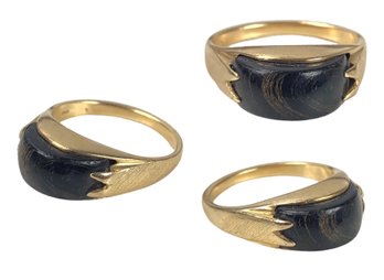 14K Yellow Gold Black Obsidian Pinky Ring, (Size 4-3/4) - #JC-B