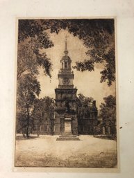 'Independence Hall, Philadelphia, PA' Etching By Paul Suess - #S12-4R