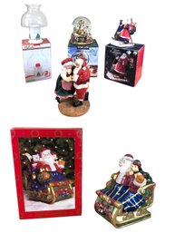 Christmas Decor: Santa Soup Tureen, Nativity Snow Globe, Santa Figures & Candle Holder - #S3-4