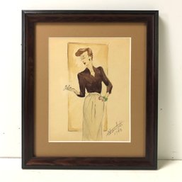 1943 Fashion Design Series Watercolor Painting, Gloria Hicks (American, 1916-) - #SW-3W