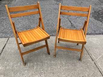 Slatted Wood Folding Chairs (Set Of 2) - #BR-4