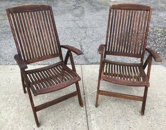 Reclining Teak Wood Outdoor Chairs (Set Of 2) - #BR-4