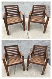 Teak Wood Outdoor Patio Arm Chairs (Set Of 4) - #BR-1