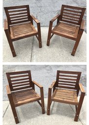 Teak Wood Outdoor Patio Arm Chairs (Set Of 4) - #BR-2