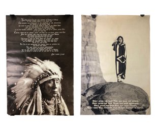 Vintage Cree Indian Prophecy & Chief White Cloud Quotation Posters (Printed In Switzerland) - #S15-3