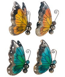 Solar Stained Glass & Metal Butterfly Indoor / Outdoor Decorations (Set Of 4) - #S5-1