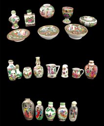 Vintage Chinese Hand Painted Porcelain & Glass Snuff Bottles / Miniatures - #S9-3