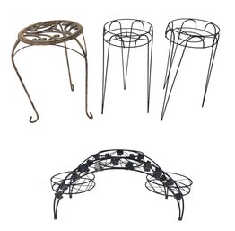 Collection Of Wrought Iron Plant Stands - #FF