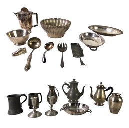 Collection Of Silver Plated Serving Dishes, Candlesticks & More - #S14-1