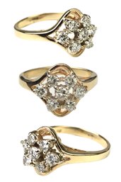14K Yellow Gold Natural Diamond Cluster Ring (Size 7-3/4) - #JC-B