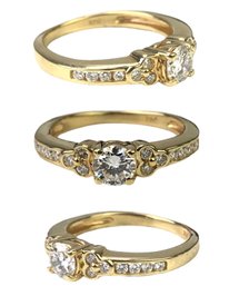 14K Yellow Gold Natural Diamond Engagement Ring (Size 5-1/2) - #JC-B