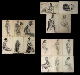 1928 Figurative & Nude Study Charcoal Drawings, Anne Neumark (American, 1906-) - #S1-4