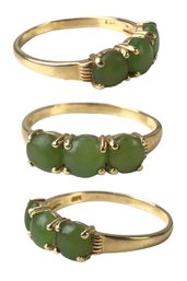 10K Yellow Gold Nephrite Jade Cocktail Ring, Size 7-1/4 - #JC-B