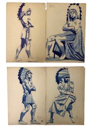 1929 Signed Anne Neumark Native American Watercolor Portraits - #S11-5L