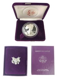 1990 American Eagle One Ounce Proof Silver Bullion One Dollar Coin With Original Case - #S11-2