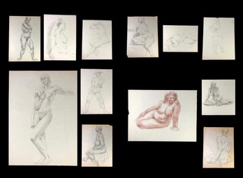 Collection Of Signed Pele De Lappe Female Nude Study Graphite Drawings - #S28-1