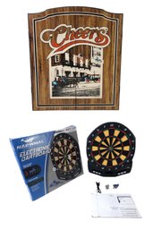 Vintage Cheers TV Show Dartboard Cabinet & Narwhal Electronic Dartboard - #S2-2