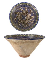 Persian Nishapur Hand Painted Glazed Pottery Bowl - #S12-1