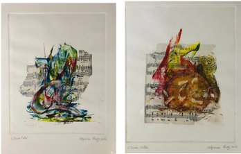 Signed Ufemia Rizk Abstract Chine Colle Prints - #S28-3