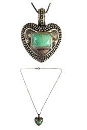 Sterling Silver Turquoise Heart Pendant Necklace - #JC-B