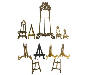 Collection Of Brass & Wood Tabletop Art Easels - #S5-3