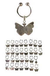 Collection Of Sterling Silver Neiman Marcus Butterfly Tag Key Rings - #S12-5